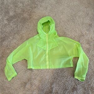 Neon Green Cropped Hooded Wind Jacket